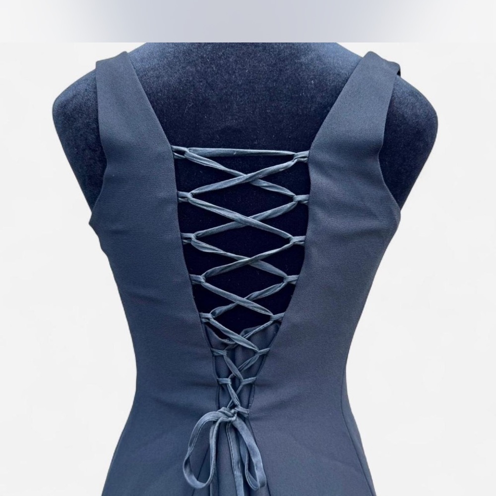 Ann Taylor Charcoal Lace-Up Maxi Dress